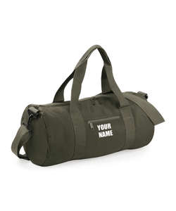 Military Green Personalised Sports Barrel Bag