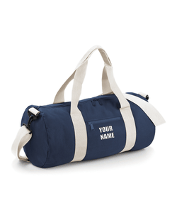 Navy & White Personalised Sports Barrel Bag