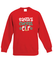 Load image into Gallery viewer, Kids Christmas Sweatshirt (Santa's Cutest Elf)