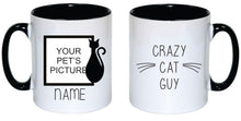 Load image into Gallery viewer, Pet Personalised Black Rim Mug (Cat Fanatic)