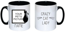 Load image into Gallery viewer, Pet Personalised Black Rim Mug (Cat Fanatic)

