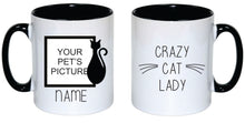 Load image into Gallery viewer, Pet Personalised Black Rim Mug (Cat Fanatic)
