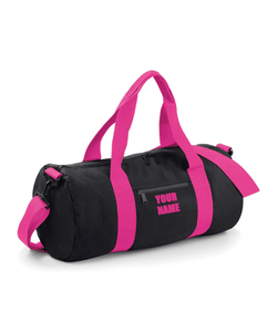 Black & Pink Personalised Sports Barrel Bag