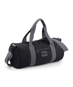 Black & Grey Personalised Sports Barrel Bag