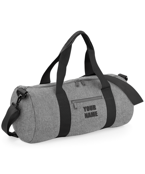 Grey & Black Personalised Sports Barrel Bag