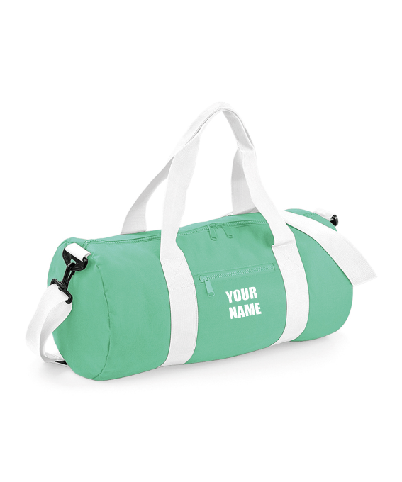 Mint Green Personalised Sports Barrel Bag