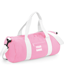 Pink & White Personalised Sports Barrel Bag