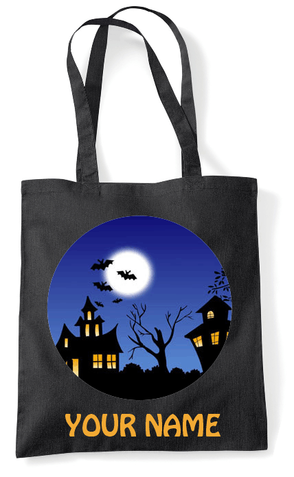 Blue Haunted House Personalised Halloween Bag