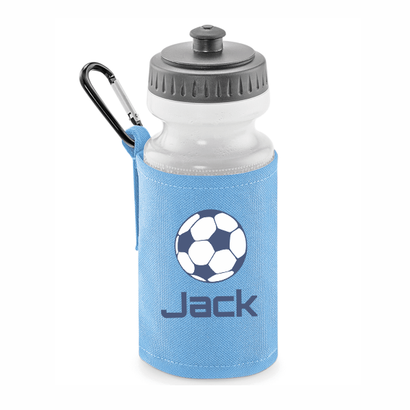 Personalised Sky Blue Football Water Bottle