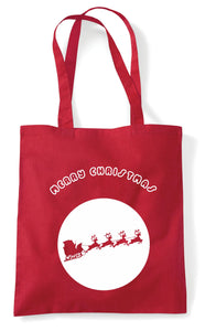 Christmas Tote Bag (Merry Christmas, Sleigh Design)