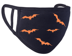 Halloween Face Covering in Black - Bats Design (Single Mask)