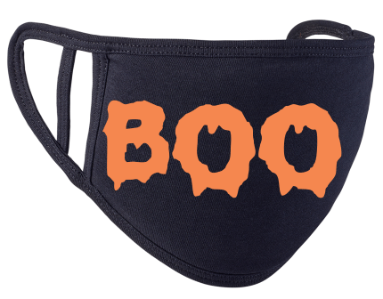 Halloween Face Covering in Black - Big Boo Design (Single Mask)