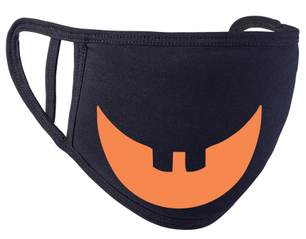 Halloween Face Covering in Black - Pumpkin Face Design (Single Mask)