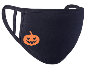 Halloween Face Covering in Black - Little Pumpkin Design (Single Mask)