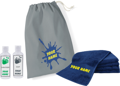 Grey Bag & Navy Towel Kit