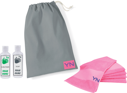 Older Kids Simple Grey Bag & PInk Towel Kit