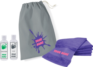 Grey Bag & Purple Towel & Pink text Kit