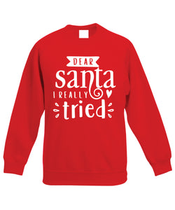 Kids Christmas Sweatshirt (Dear Santa, I Really Tried)