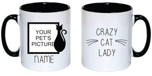 Pet Personalised Black Rim Mug (Cat Fanatic)