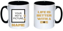 Load image into Gallery viewer, Pet Personalised Black Rim Mug (Dog Fanatic)

