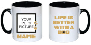 Pet Personalised Black Rim Mug (Dog Fanatic)