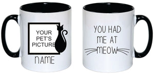 Pet Personalised Black Rim Mug (Cat Fanatic)